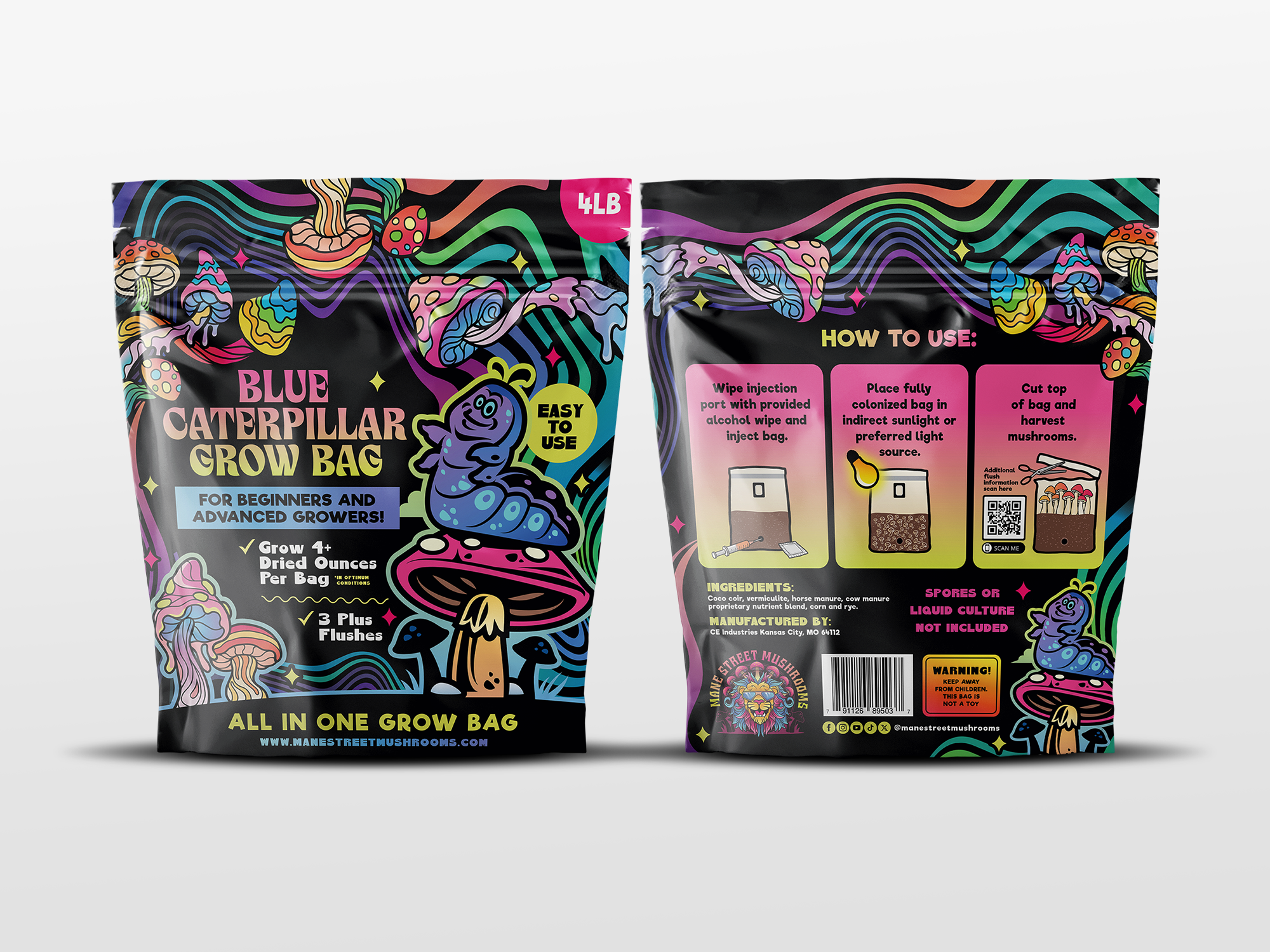 Blue Caterpillar All in One Mushroom Grow Bag
